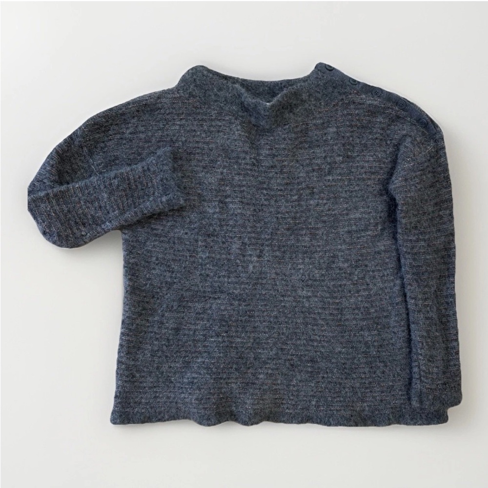 Poetry Sweater Womens Size 12 Alpaca Wool Mock Neck Warm Gray Long Sleeve